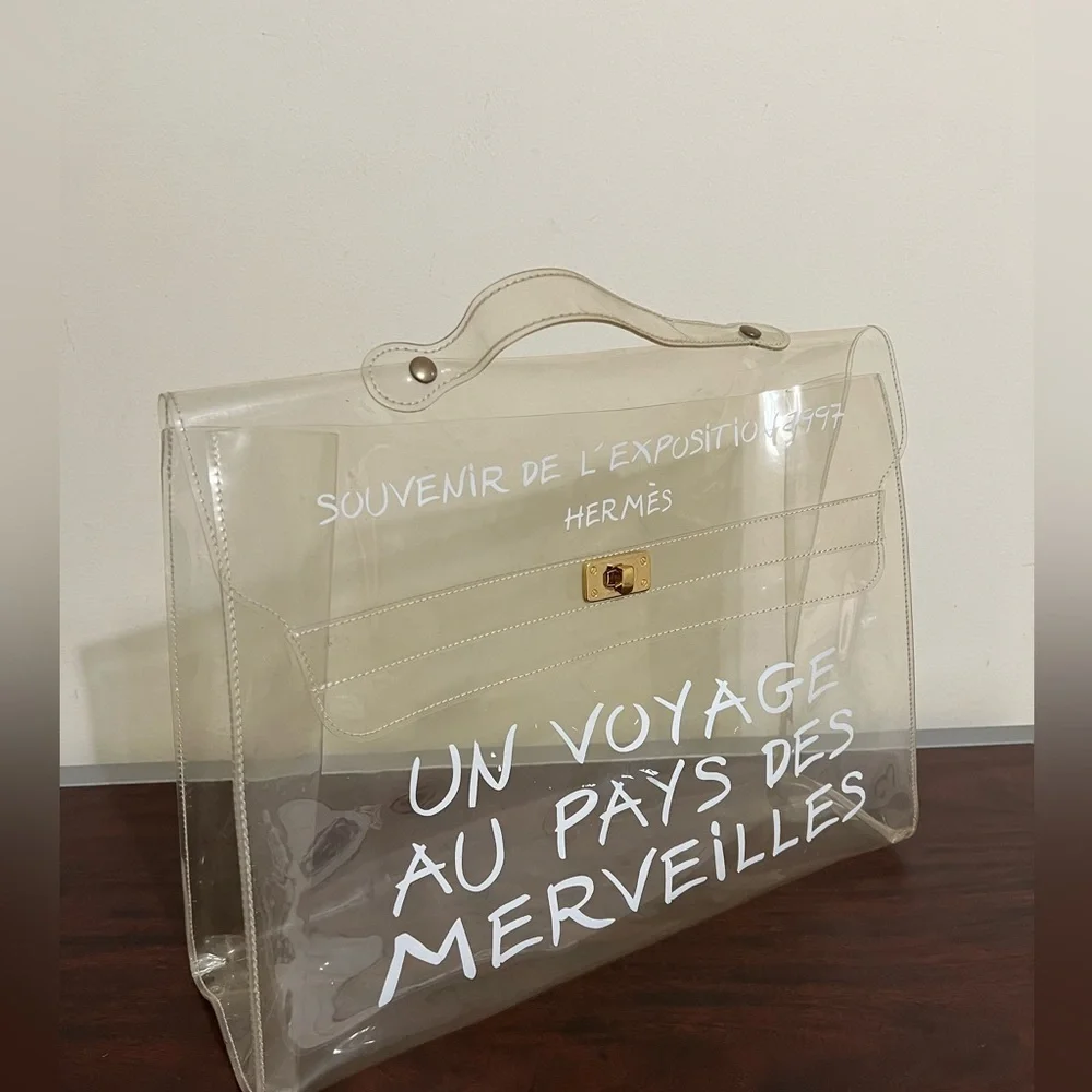 HERMES VINYL SOUVENIR KELLY TRANSPARENT PURSE - Picture 4 of 12